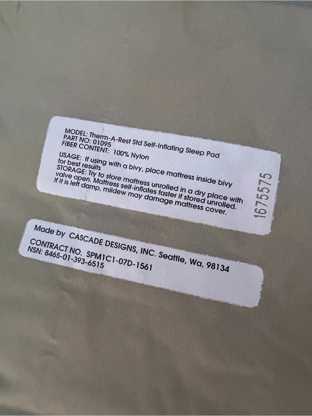 Military Self-Inflating Sleeping Pad Grey Foliage Green